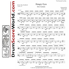Eric Carmen – Hungry Eyes - Drum Sheet